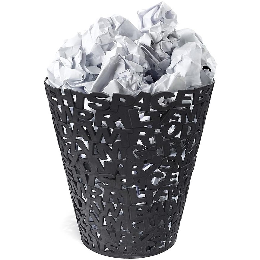 Balvi Poubelle en papier Lettre plastique Noir Balvi